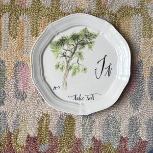 🌳Anthropologie Linea Carta Monogram Canapé Plate T Take Root EUC